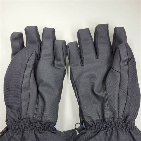 Hotfingers 5 Finger Ski Gloves Womens L Large Black Light Blue Nylon