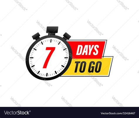 7 Days To Go Countdown Timer Clock Icon Time Vector Image