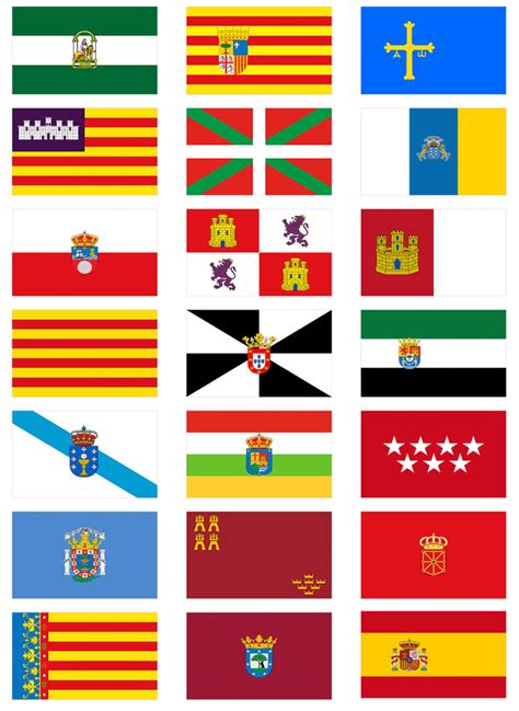 All 19 Spanish Regions Flag Stickers 21 Per Sheet