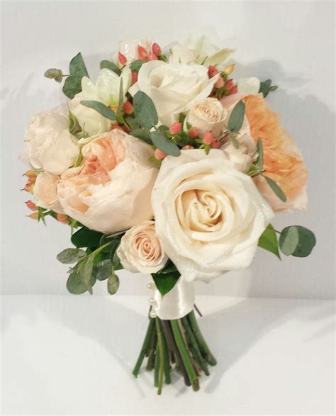 Peach And Coral Inspired Bridal Bouquet By Calgary Florist Dahlia
