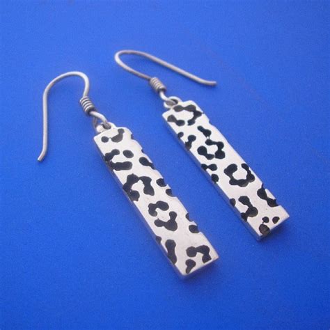 Silver Zebra Skin Earrings Hand Made Solid Silver Etsy