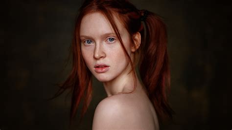 Wallpaper Arina Bikbulatova Women Redhead Model Pigtails Closeup