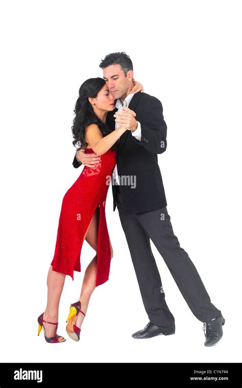 Couple Dances Tango On White Background Stock Photo Alamy