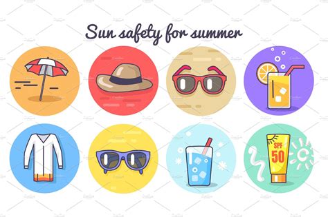 Sun Safety For Summer Poster Vector Graphic Objects ~ Creative Market