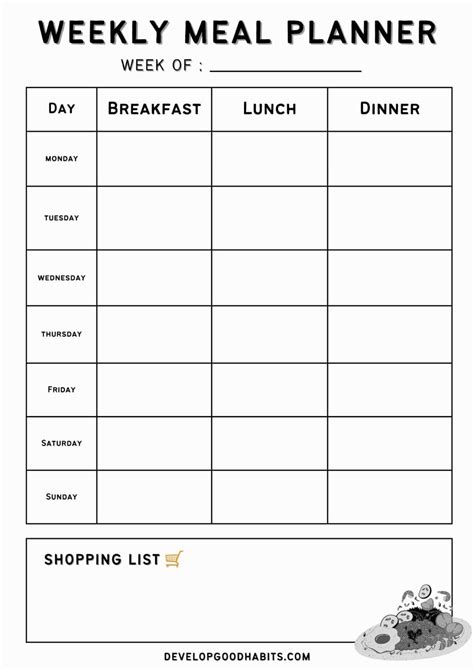 Printable Weekly Meal Planner Templates For