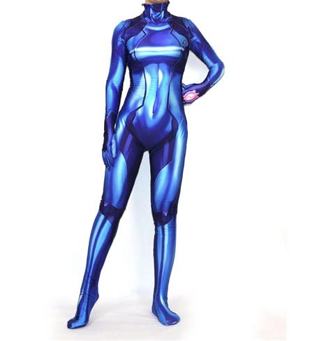 Samus Aran Zero Metroid Cosplay Costume Zentai Suit 3d Tights Jumpsuit