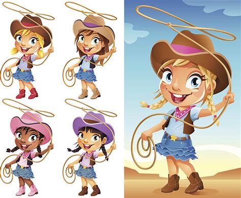 Cowgirl Cartoon Characters Illustrations Royalty Free Vector Graphics