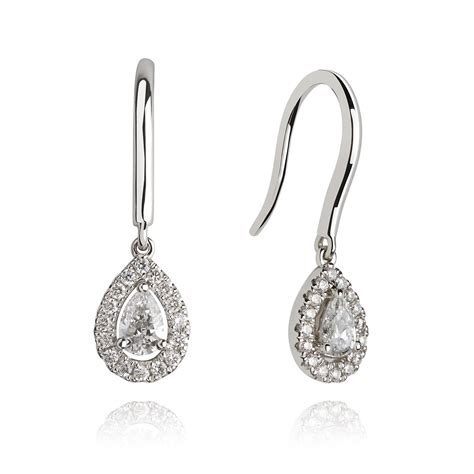 Pear Shape Diamond Drop Earrings 0 44ct Pravins