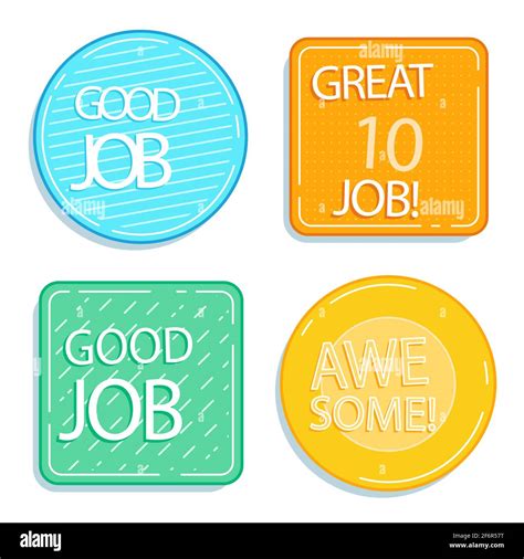 Set Of Good Job And Great Job Stickers Vector Illustration Stock Vector