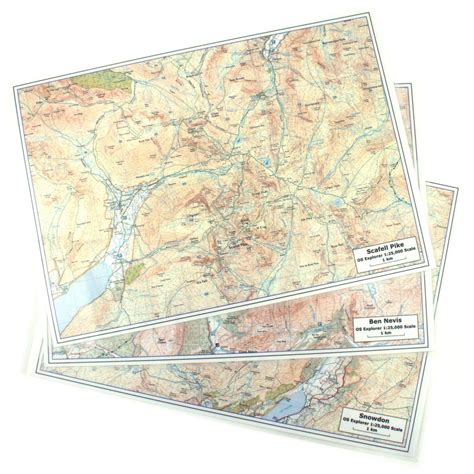 Three Peaks Challenge Maps Ben Nevis Scafell Pike Snowdon