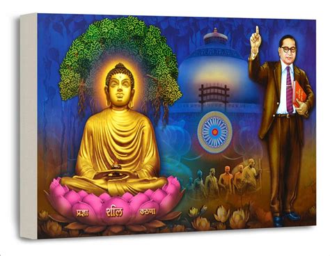 Aaf Canvas Buddha With Honourable Dr Br Ambedkarbabasaheb Ambedkar