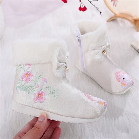 Lycaql Toddler Shoes Children Warm Cotton Boots Embroidered Boots