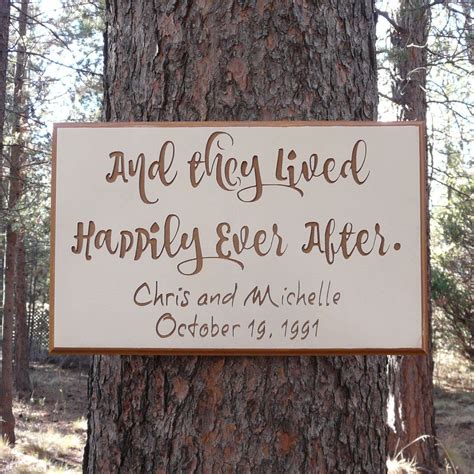 They Lived Happily Ever After Wedding Sign Plaque Custom Painted