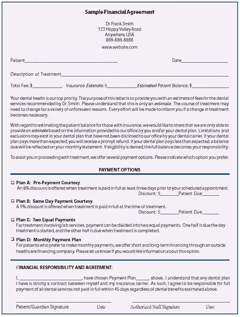 Dental Payment Plan Agreement Template Unique Agreement Template