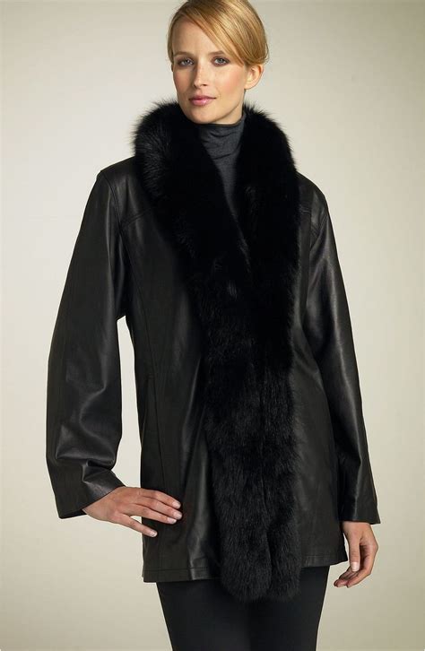 Chosen Furs Reversible Leather Coat With Fox Fur Trim Nordstrom
