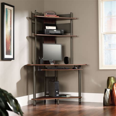 The sauder corner computer desk is a great option if you are looking for something that is: Sauder A-Tower Computer Desk with Hutch & Reviews | Wayfair
