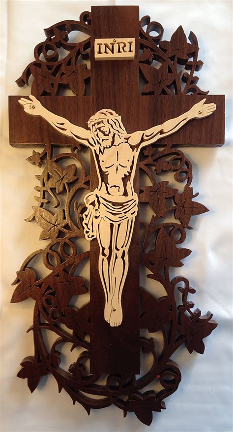 Handmade Wood Fretwork Vine Cross Crucifix Christian Wall Etsy In