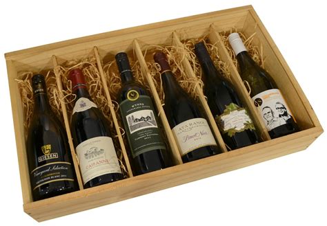 Gift Box Wooden Six Pack Fine Wine Delivery