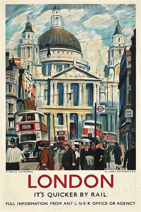 London Vintage Style Travel Poster Digital Drawing And Illustration