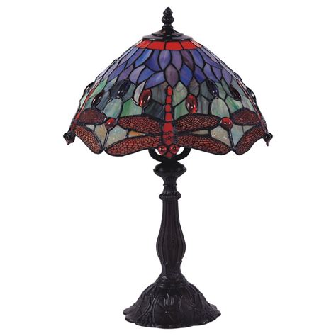 Fantasy Dragonfly Tiffany Style Stained Glass Table Lamp Medium Red