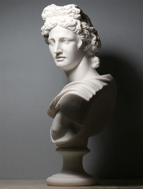 Apollo Greek Roman God Bust Head Cast Marble Statue Sculpture Handmade