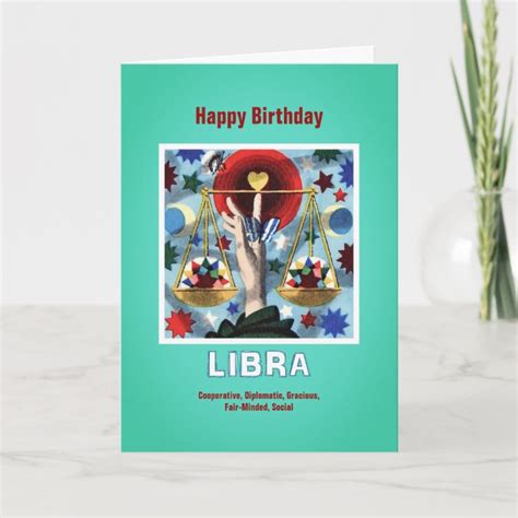 Happy Birthday Libra Zodiac Sign Card