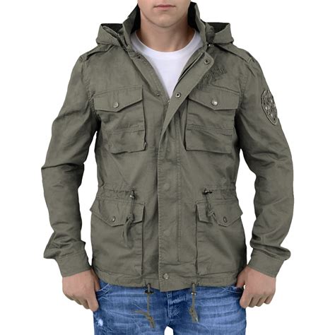 Surplus Army Jacket Military Style Coat Mens Hooded Parka Cotton Olive