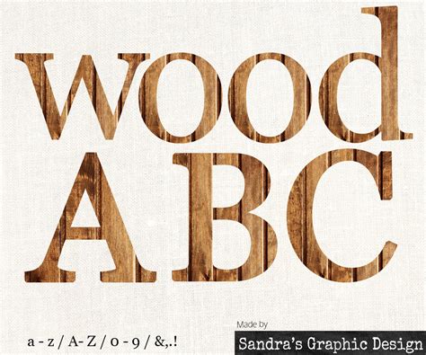 Clipart Alphabet “wood Letters” With Uppercase Lowercase Numbers And