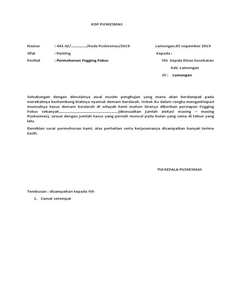 Kamis, januari 17, 2013 8 comments. Surat Permohonan Fogging Ke Dinas Kesehatan | Contoh surat ...