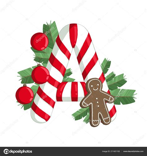 Christmas Alphabet Illustration Letter Tree Cookie Decorations Use