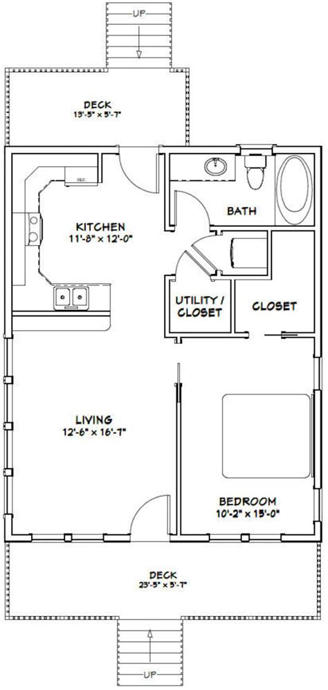 24x30 House 1 Bedroom 1 Bath 768 Sq Ft Pdf Floor Plan Af2
