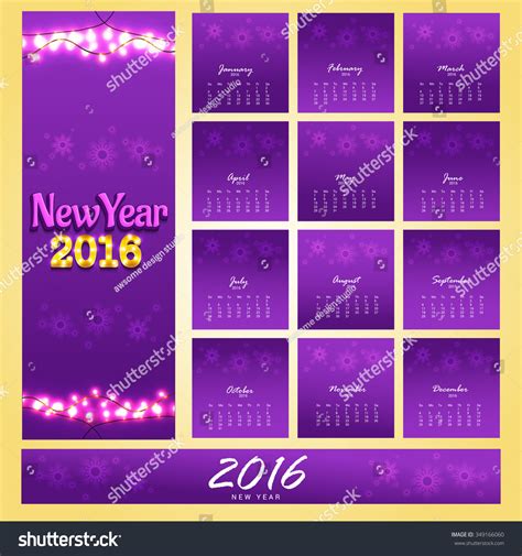 Vector Illustration Happy New Year Calendar Stock Vector Royalty Free