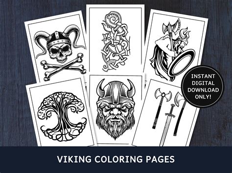 viking coloring pages  adults norse mythology coloring etsy