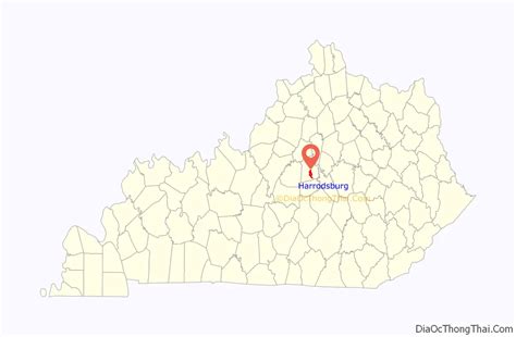 Map Of Harrodsburg City Kentucky