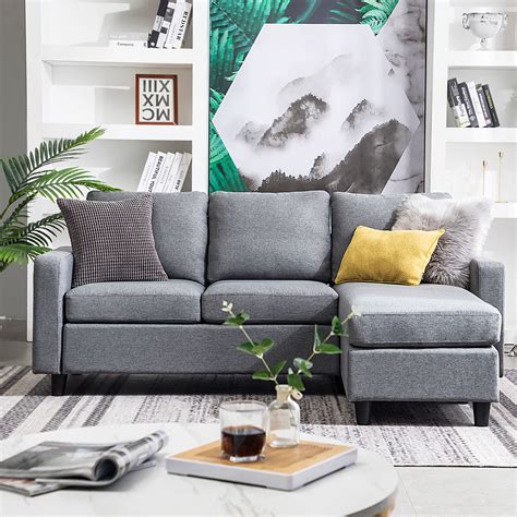 Whether you select a small leather sectional or an upholstered one, make sure the couch's size is proportional to the room. Grey Sectional Sofa L-Shaped Couch W/Reversible Chaise for Small Space | eBay