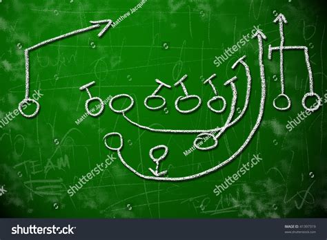American Football Playbook Diagram On Chalkboard Stock Illustration