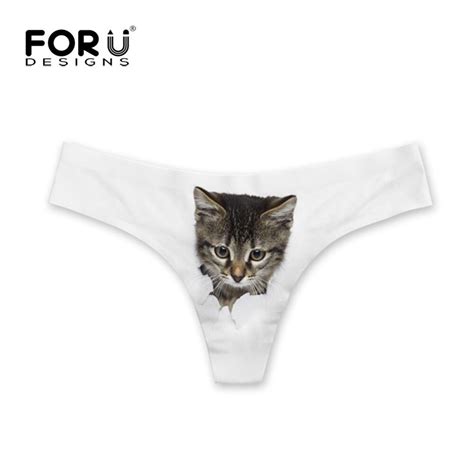 Buy Forudesigns Solid White Printing Lovely Cats Panties For Women Sexy G