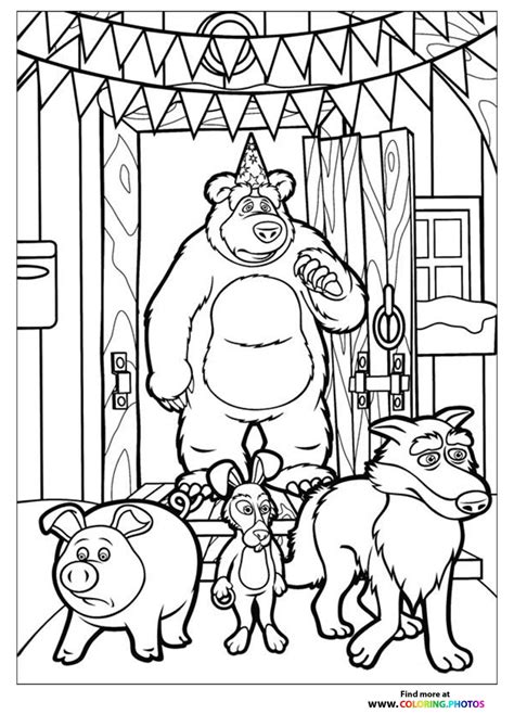 Masha And Bear Printable Coloring Page