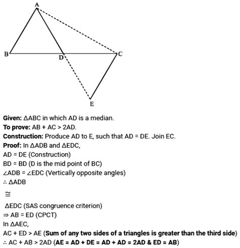50 Prove That The Sum Of Any Two Sides Of A Triangle Is Greater Than