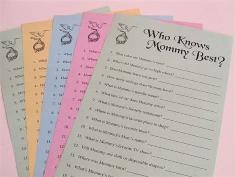 Baby Shower Game Who Knows Mommy Best Print Your Own