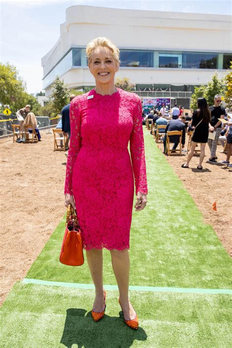 Sharon Stone Shows Off Svelte Figure In Pink Lace Dress Starts At 60