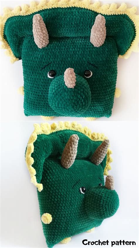 Crochet Pattern Dinosaur Amigurumi Dinosaur Crochet Pillow Etsy In