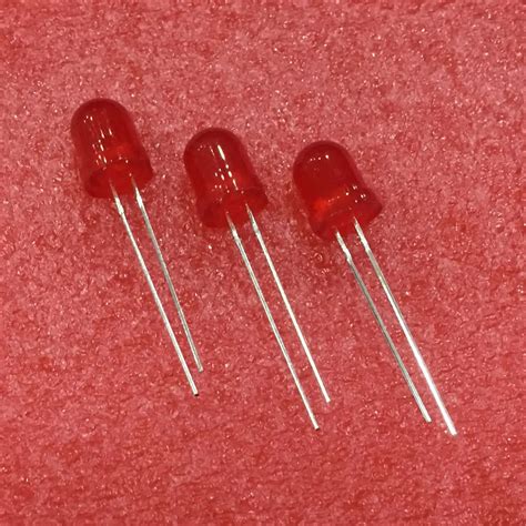 50pcs 8mm Led Diode Red Diffused Round Dip 20ma 2v Light Emitting Diode
