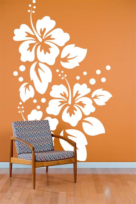Large Hibiscus Flowers Pattern Wall Decal Custom Vinyl Art Etsy