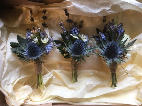 Thistle Buttonhole Scottish Flowers Purple Wedding Bouquets Winter