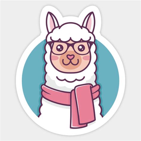 Cute Hipster Llama Kawaii Illustration Llama Sticker Teepublic