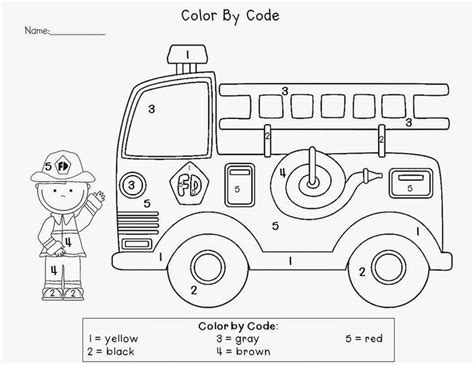 Color By Number Fire Truck Worksheet Fire Safety Freebie Fire Safety