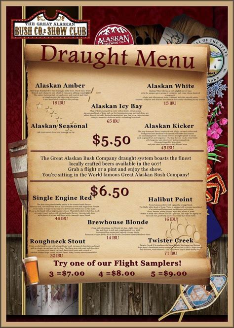 Menu At Great Alaskan Bush Co Pub And Bar Anchorage 631 E Intl Airport Rd