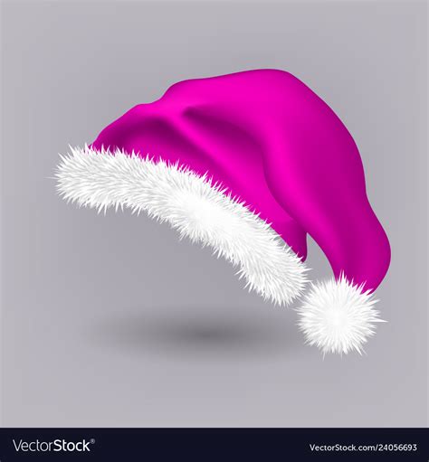 Pink Santa Hat Snow Clothing Celebration Vector Image