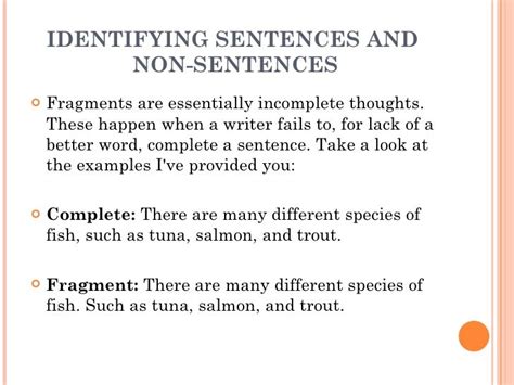 1 2 The Sentence[1] Identifying Sentences And Non Sentences